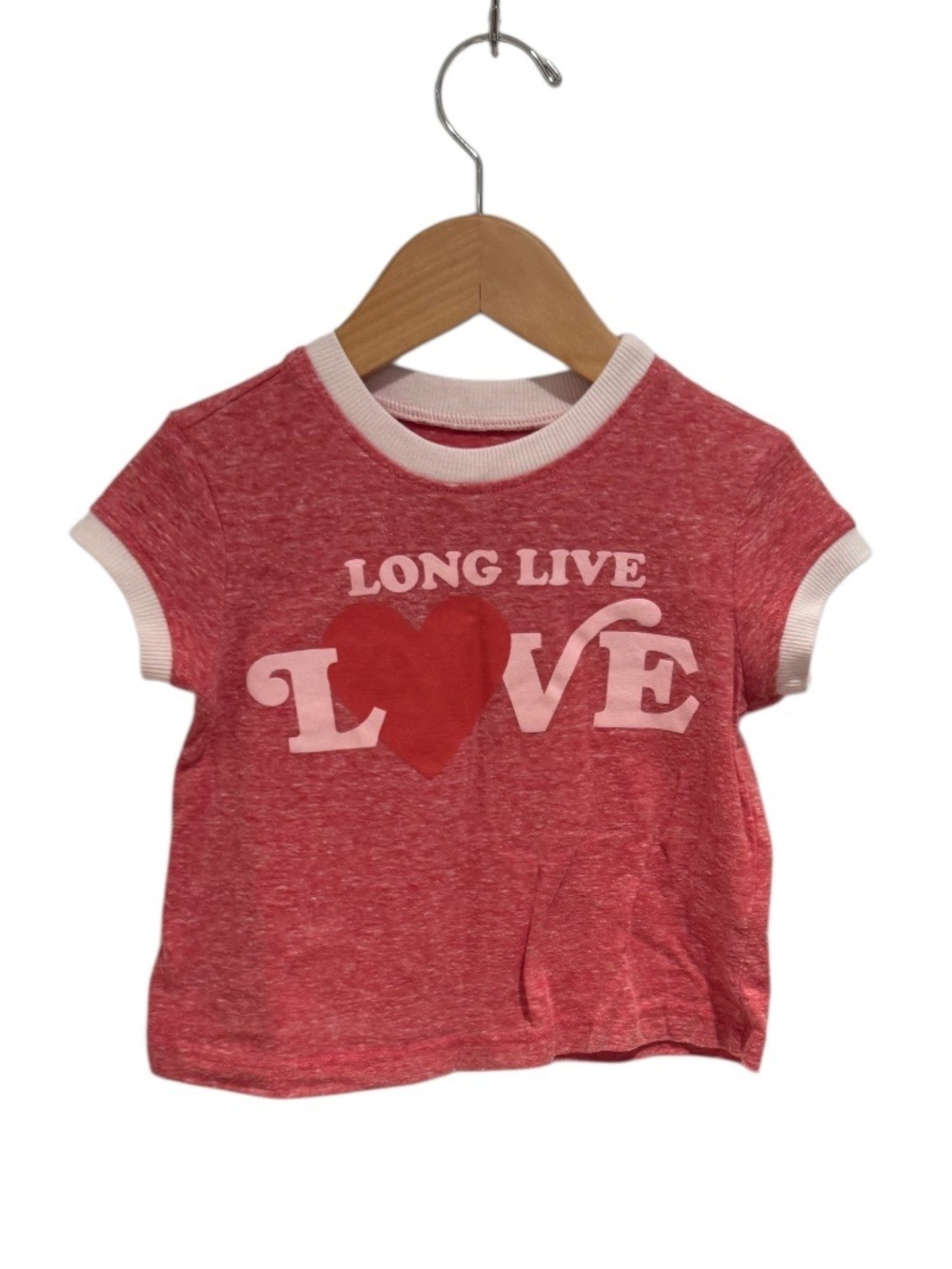 TINY WHALES red “long live love” ringer t-shirt - size 4